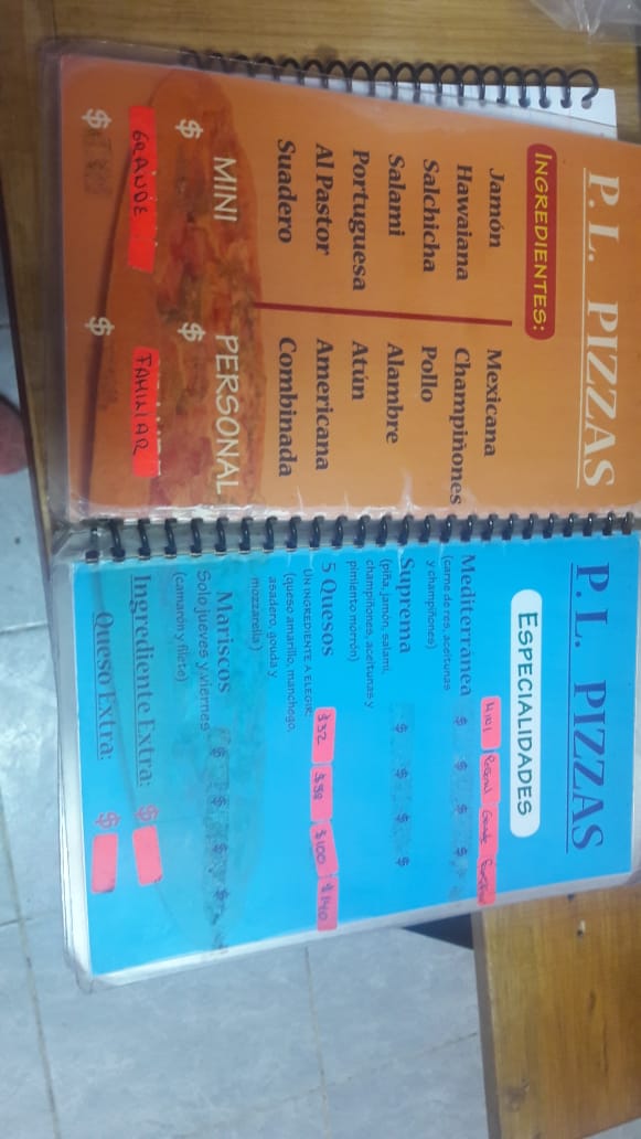 Carta de Pizzas Latinas — página 1